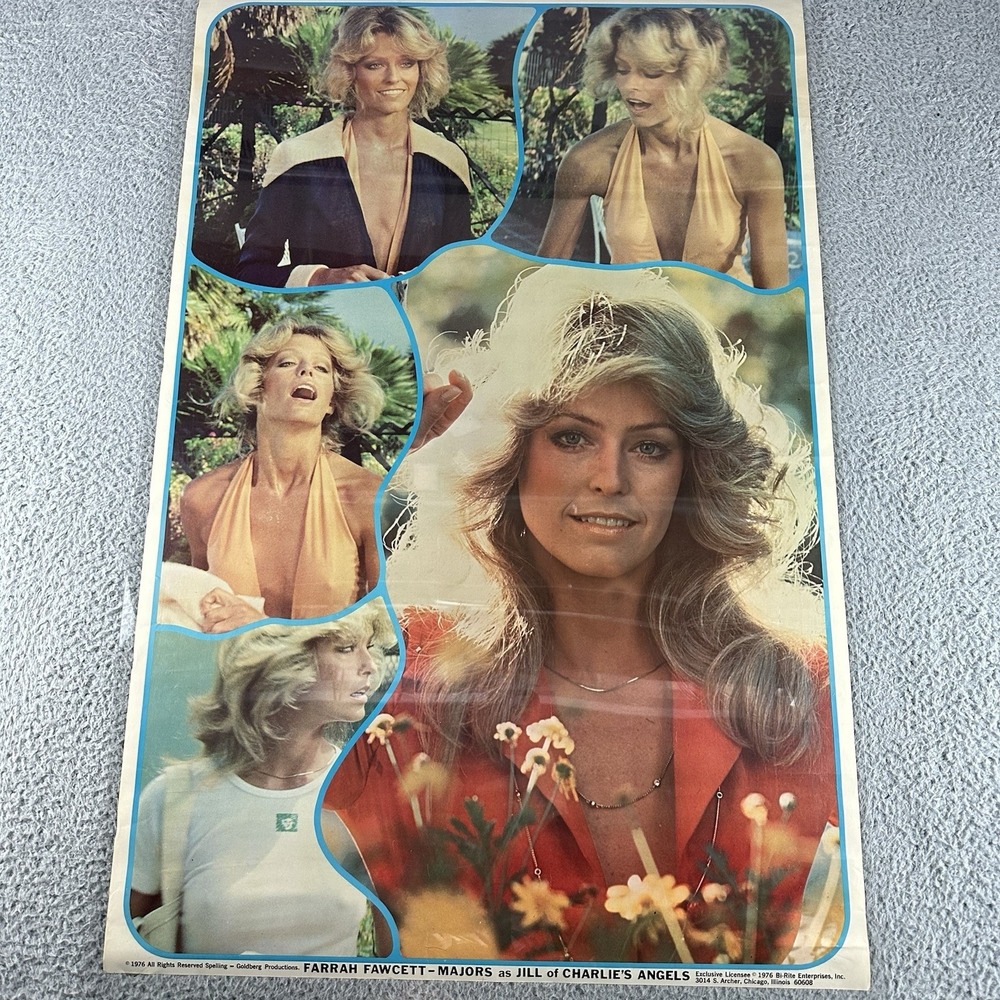 Vintage Farrah Fawcett Poster Majors Jill Charlies Angels Tv pinup 1976 (b) Sexy